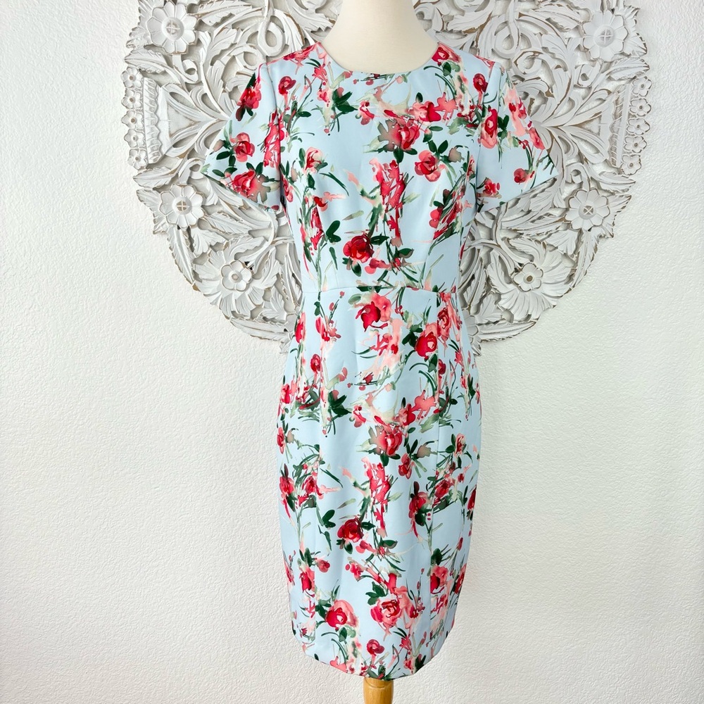 {Black Halo} Jodee Floral Short Sleeve Sheath Dress, Size 8